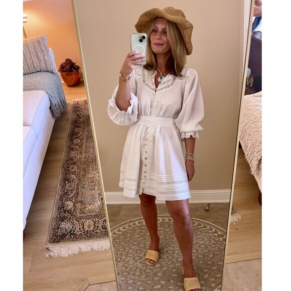 Cleobella Dresses & Skirts - Cleobella Ivory Organic Cotton belted Button-Front Dress